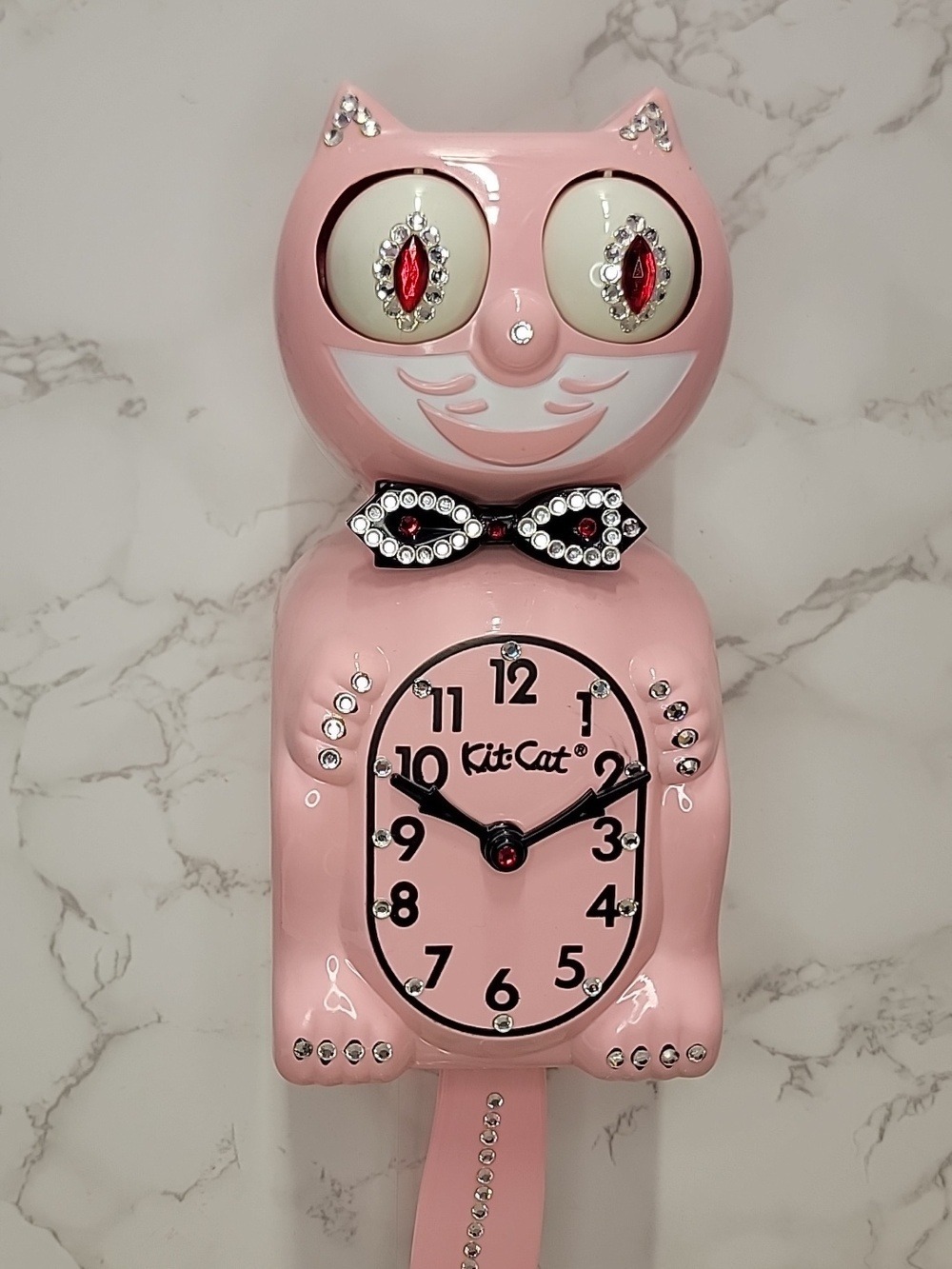 Super Rare Vintage Light Pink Jeweled Kit-Cat Klock - Picture 8 of 9